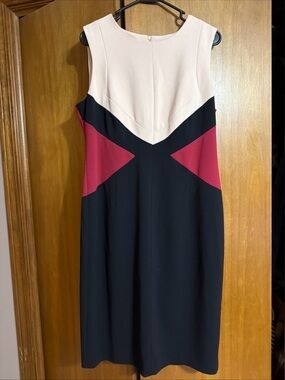 Calvin Klein Colorblock Sleeveless Midi Dress - Blush, Black & Burgundy